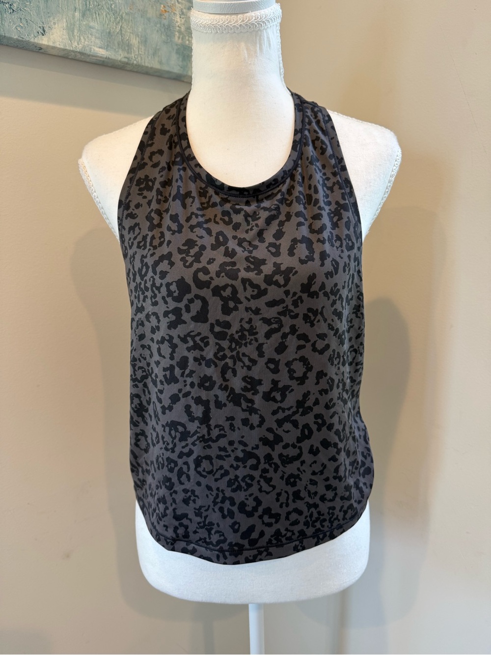 Athleta Black & Charcoal Leopard Print Racerback Tank